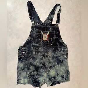 Friday The 13th Jason Voorhees Bib Overalls Womens Size L Tie Dye Embroidered